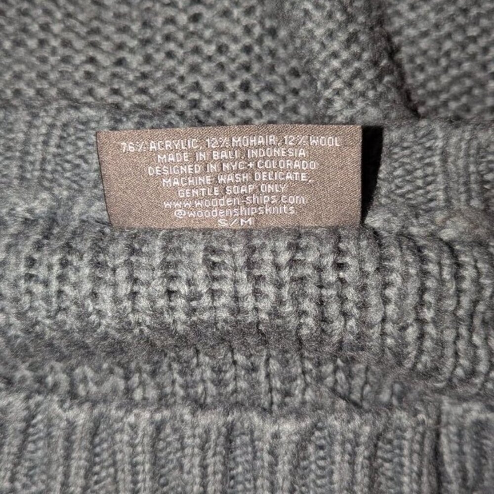 Wooden Ships Cable Knit Solid Oversized Cropped Relaxed Fit Sweater Top S/M - Picture 5 of 5